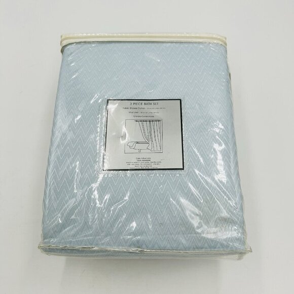 Hamilton Collection 3 Piece Bath Set Textured Shower Curtain, Liner & 12 Hooks - Picture 6 of 7